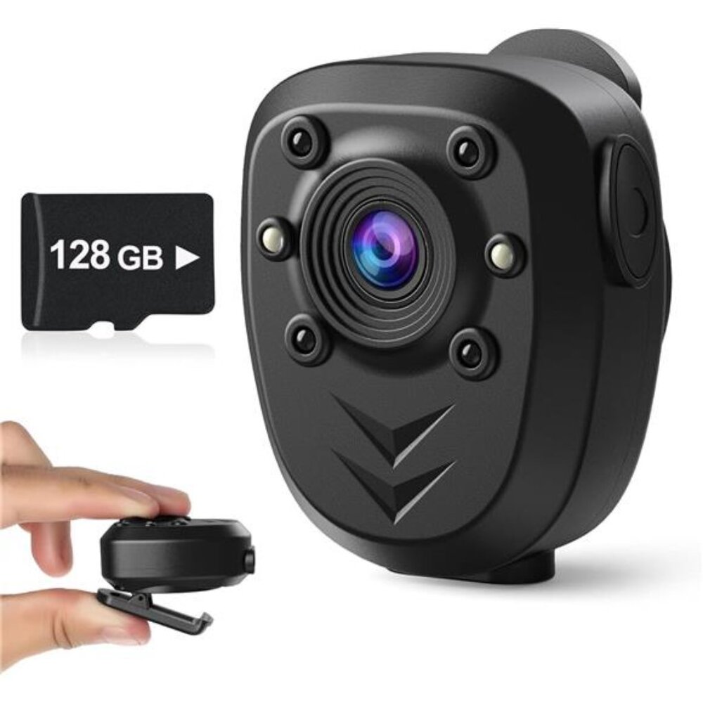 Mini Body Camera Video Recorder Built-in 128GB Memory Card with Night Vision
